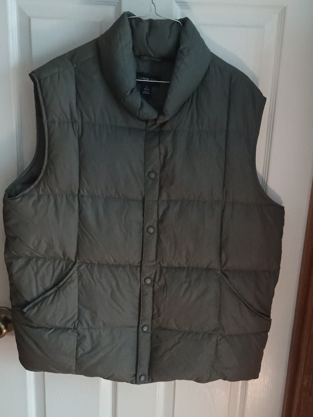 Men's (L) 42-44. Lands End Down Jacket ,A Dark Olive Green